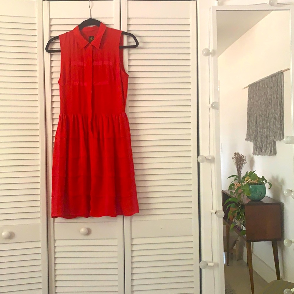 Red Sleeveless Anthropologie Dress